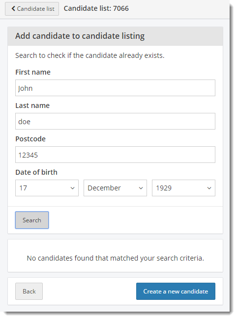 No candidates found that match your search criteria.